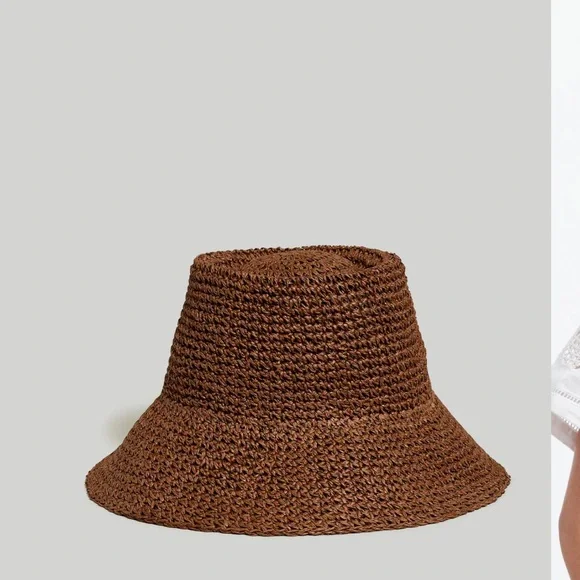Madewell Lantern Straw Hat Brown Raffia Sun Packable Floppy Boho Size M/L - Picture 4 of 13